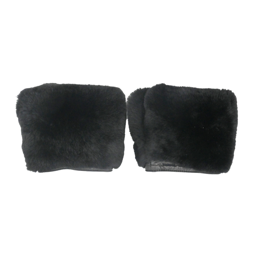 Faux-Fur & Leather Trim Sleeve Cuffs